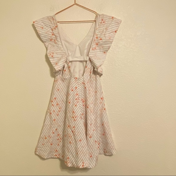 Club Monaco Floral Stripe Dress White Navy Red 00 - Picture 6 of 11